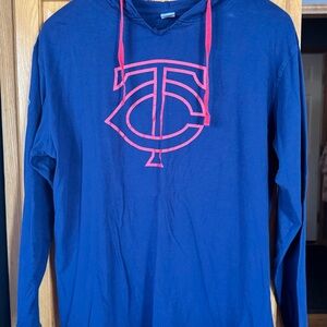 MN Twins Blue Hoodie with Red Logo